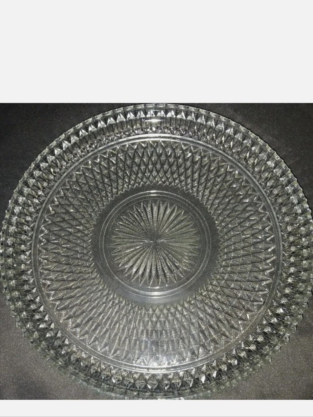 Clear Cut Glass Serving Plate - Classic Pattern